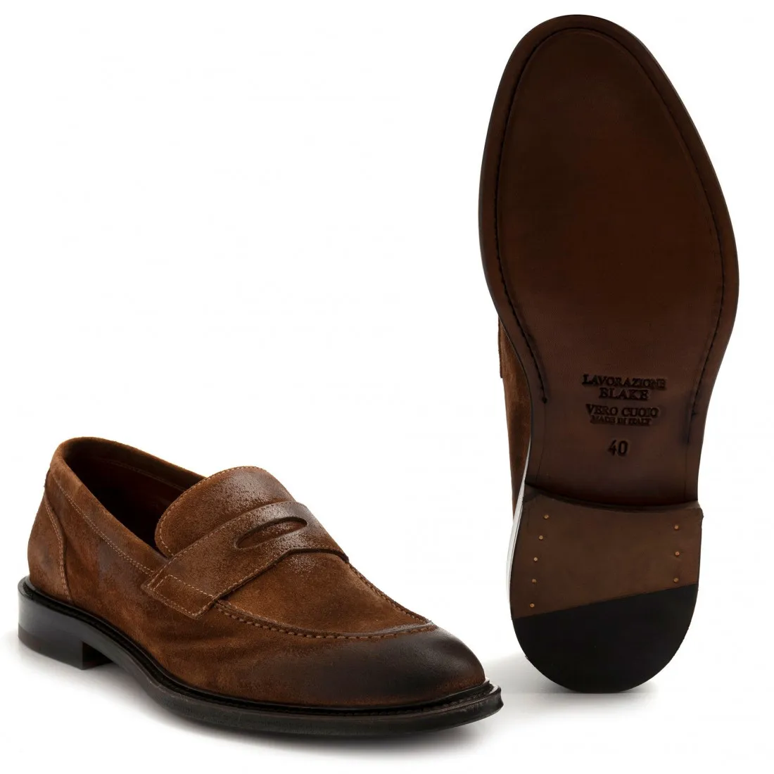 Mocassino John White marrone in camoscio sfoderato