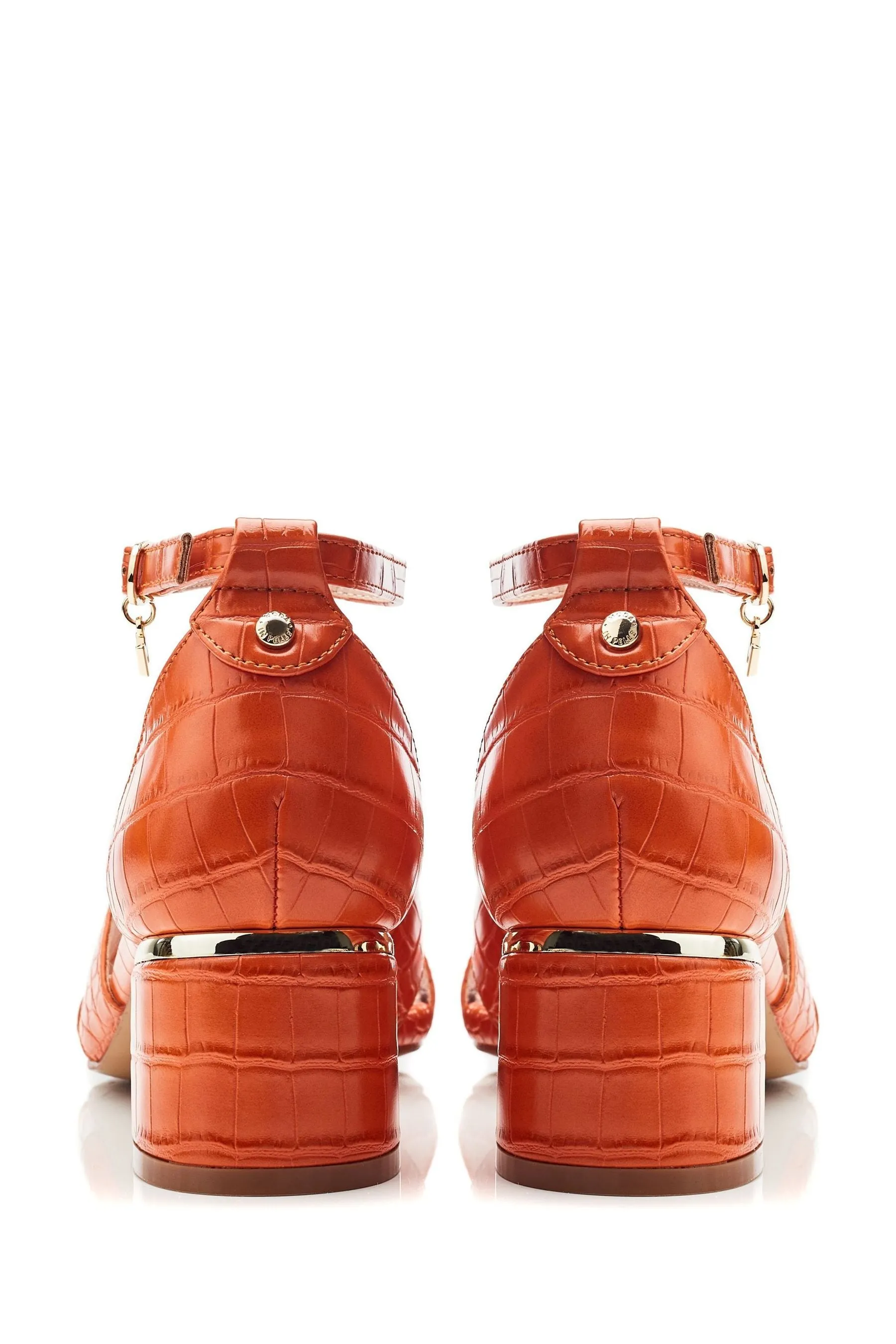 Moda in Pelle Arancione - Nafiah - Sandali con tacco largo e fascia H