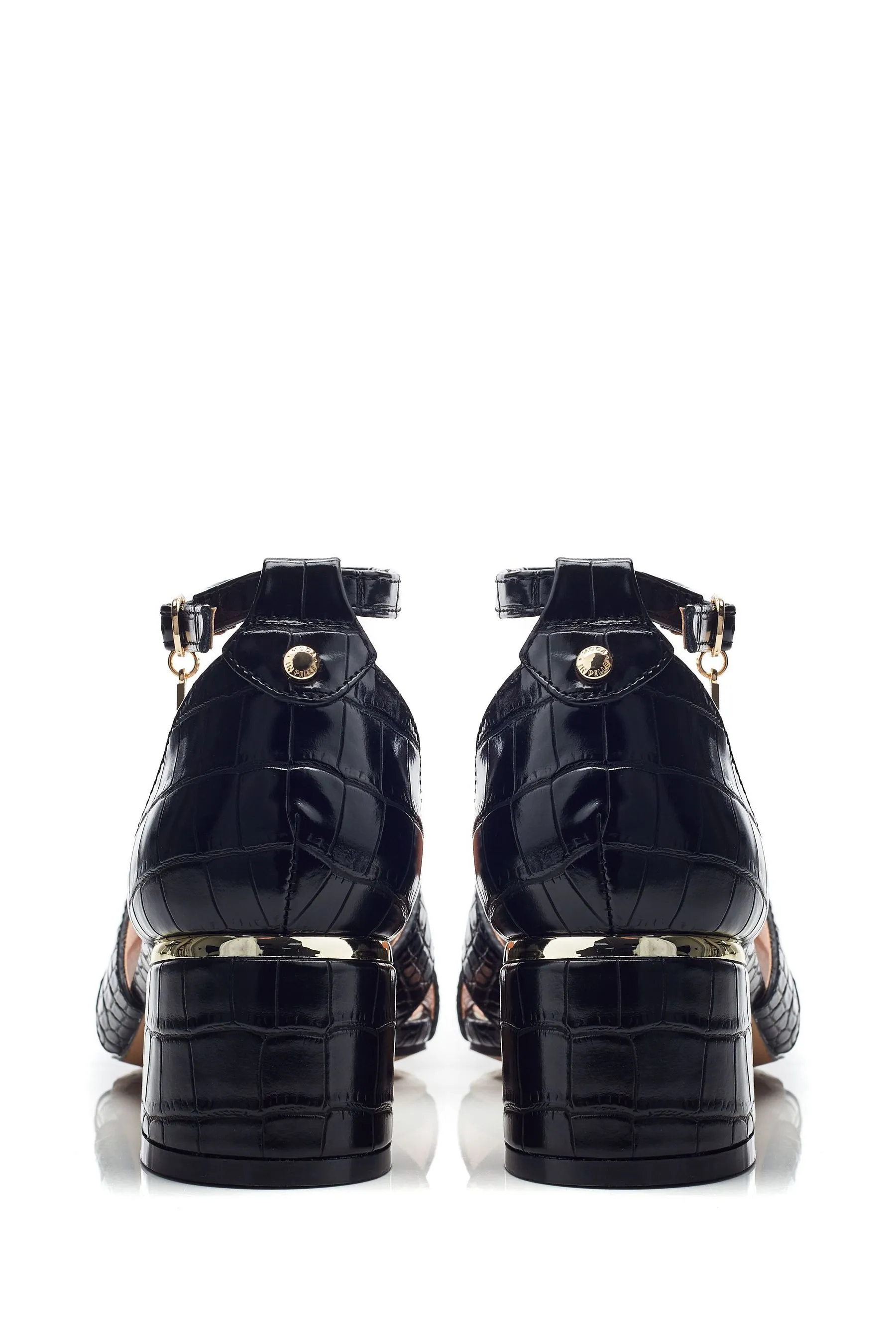 Moda in Pelle - Nafiah - Nero con tacco largo e fascia ad H - Sandali