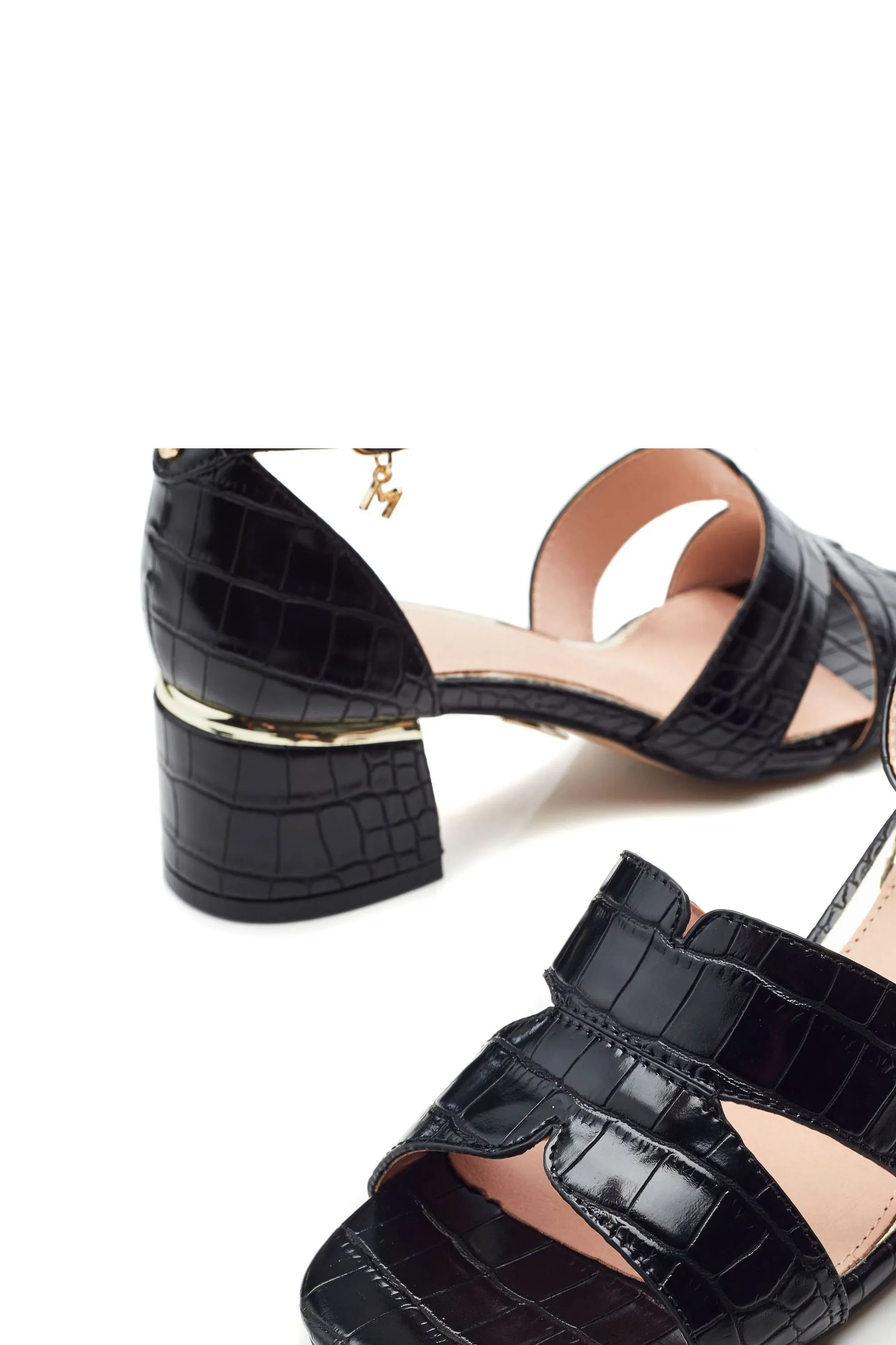 Moda in Pelle - Nafiah - Nero con tacco largo e fascia ad H - Sandali