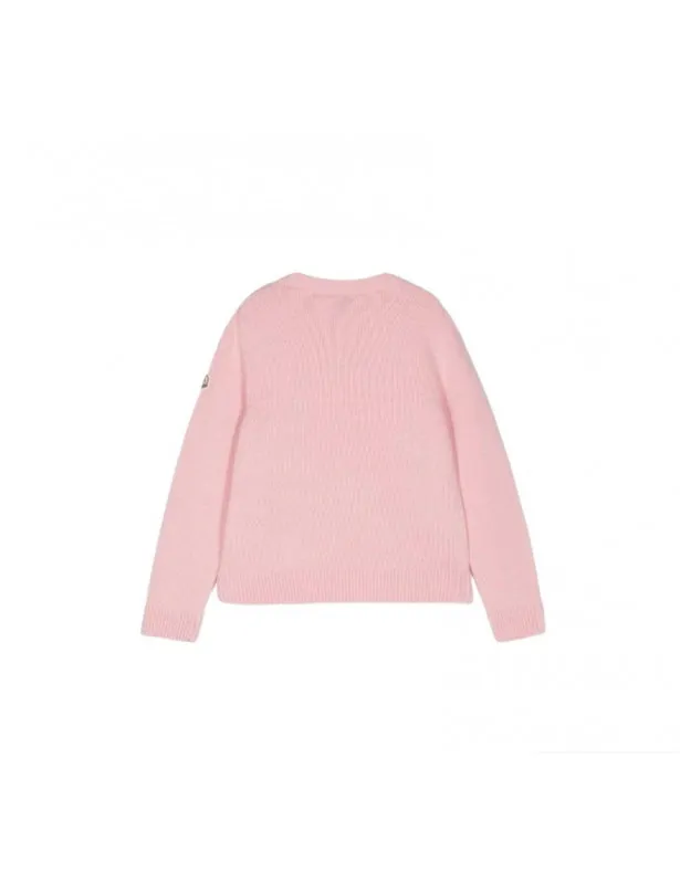MONCLER     Maglione rosa con logo cucito Moncler