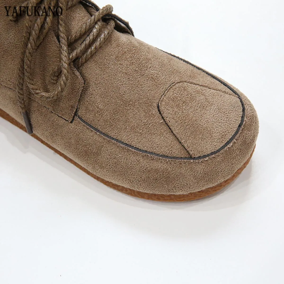Mori Girl Stivaletti corti piatti in pelle scamosciata retrò con punta tonda Stivaletti casual fatti a mano con suola morbida st