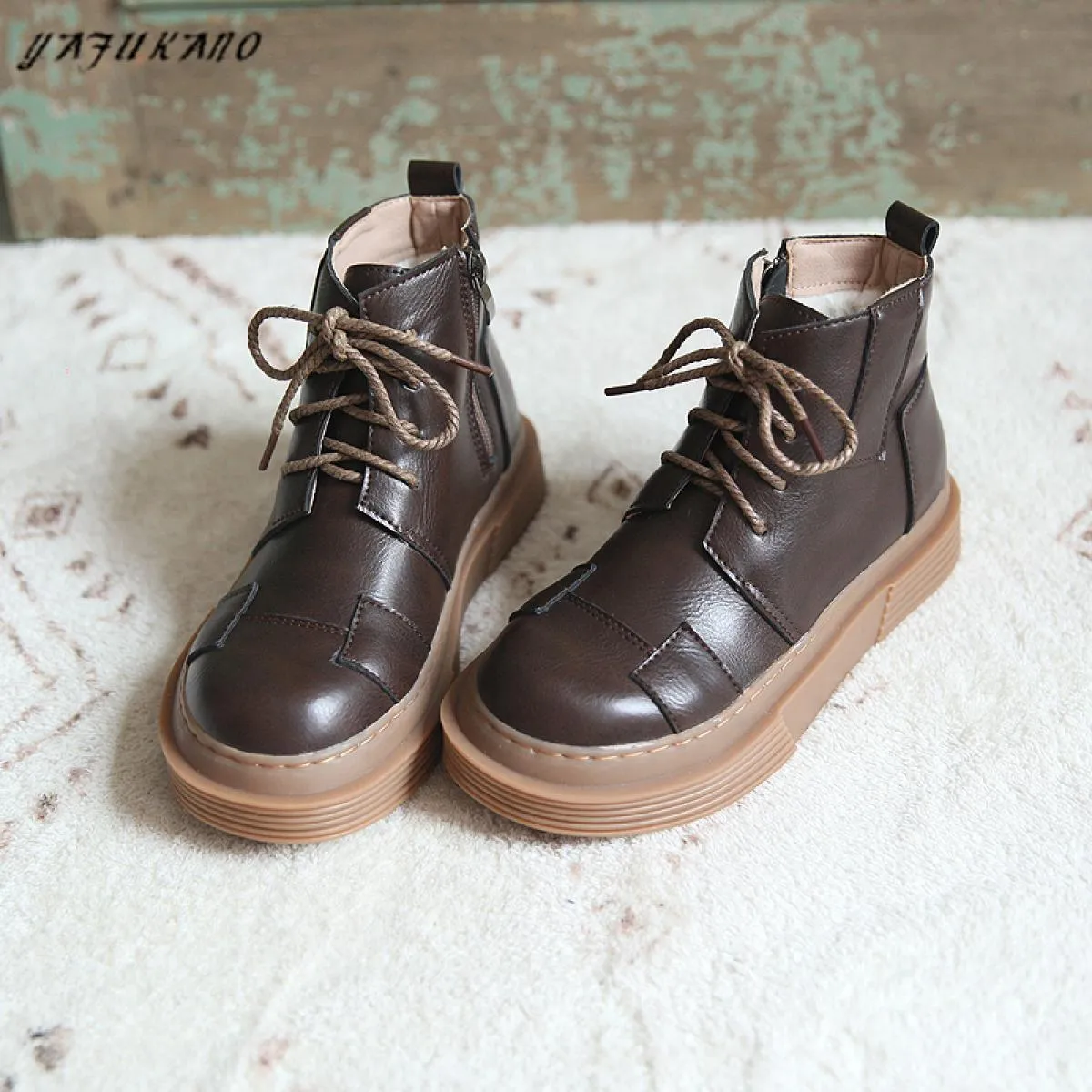 Mori Girl Stivaletti retrò letterari fatti a mano con plateau comfort Stivaletti con punta tonda Jk Scarpe uniformi con suola sp