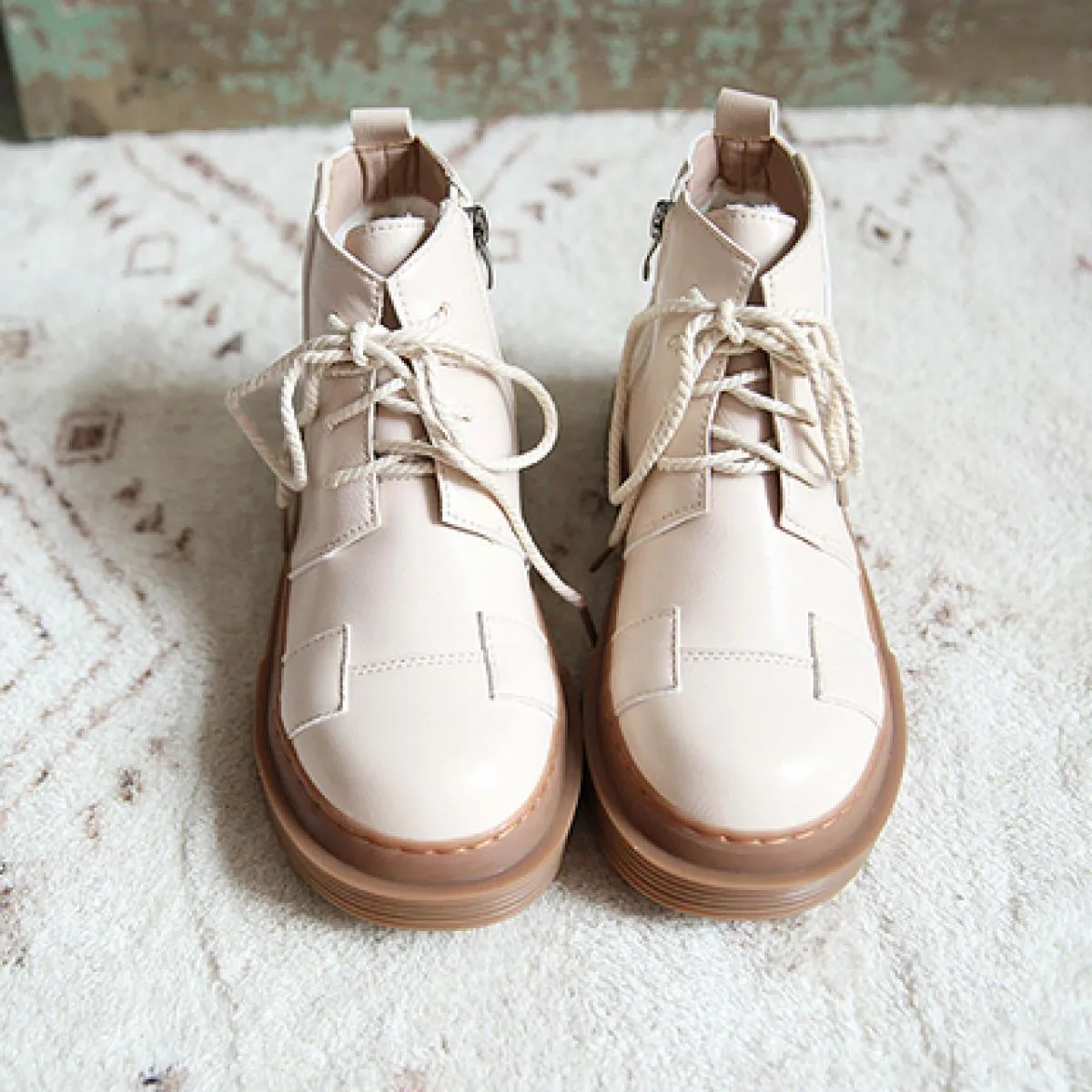 Mori Girl Stivaletti retrò letterari fatti a mano con plateau comfort Stivaletti con punta tonda Jk Scarpe uniformi con suola sp