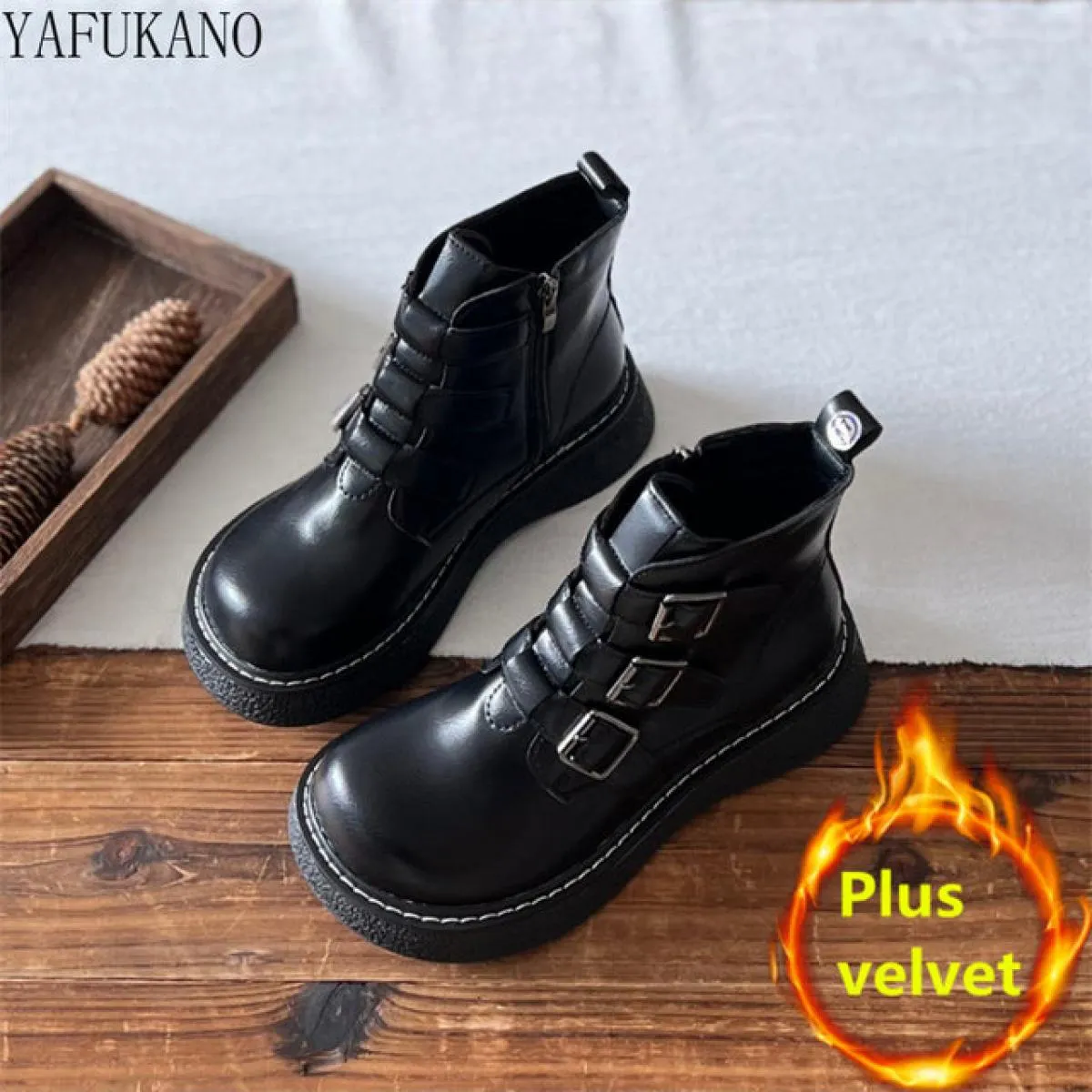 Mori Stivaletti letterari retrò per il tempo libero con fibbia per cintura Decor Stivaletti con plateau con tacco grosso Suola s