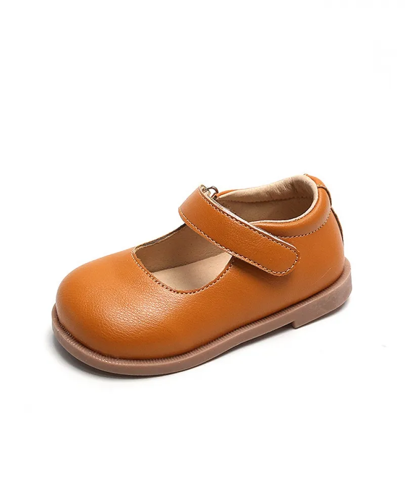 Nuove scarpe in pelle per ragazze Scarpe estive per bambini con punta tonda in velcro sottile e morbido