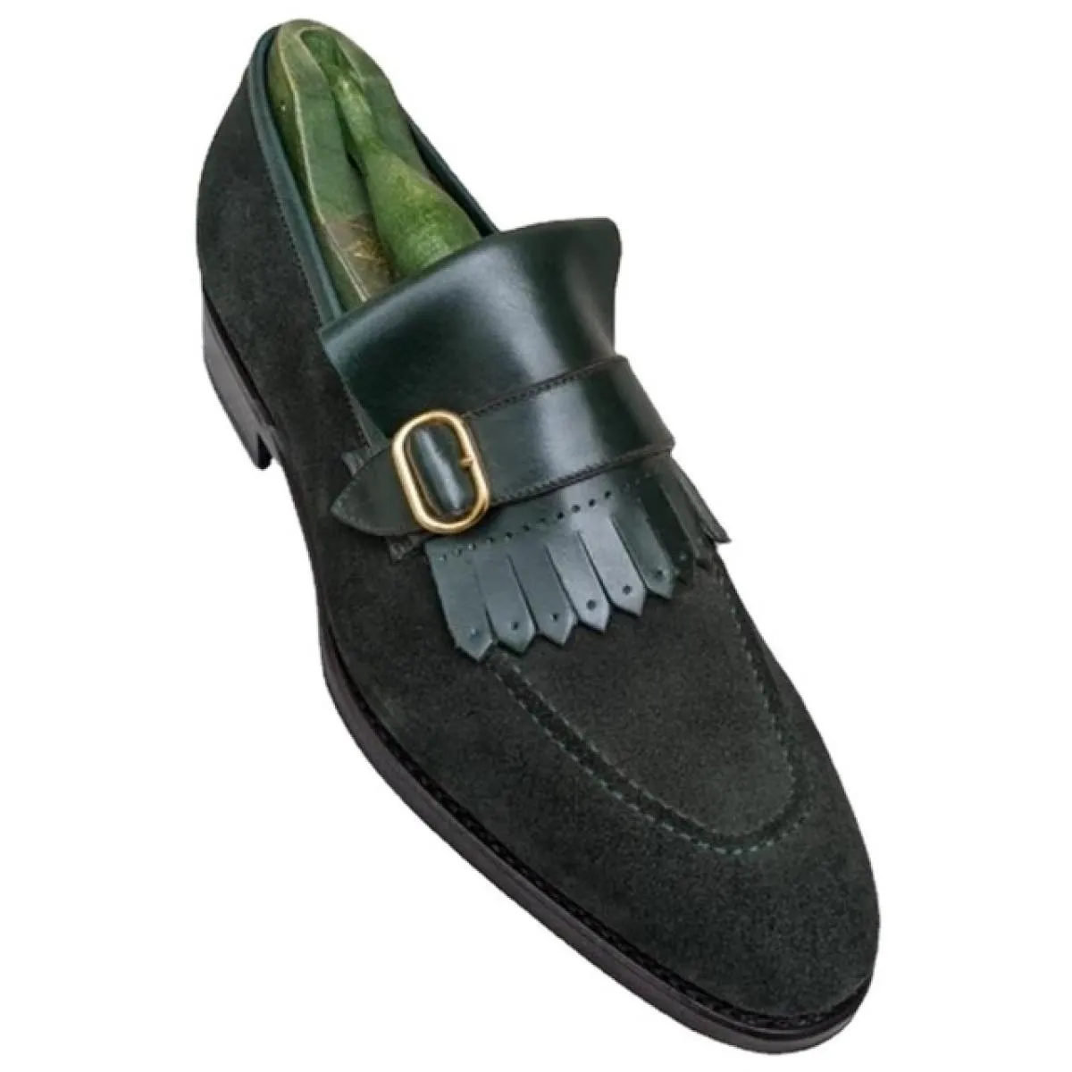 Nuovi mocassini verdi per uomo Nappe Punta tonda Flock Slipon Scarpe formali da uomo fatte a mano Taglia 3846 Abito da uomo di s