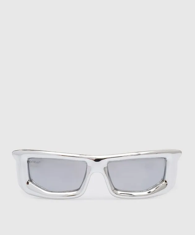 Off-White Occhiali da sole argento vulcanite dall'effetto metallico OERI074S23PLA001