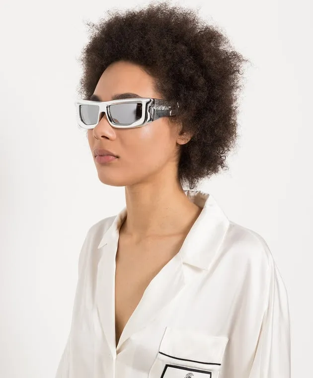 Off-White Occhiali da sole argento vulcanite dall'effetto metallico OERI074S23PLA001