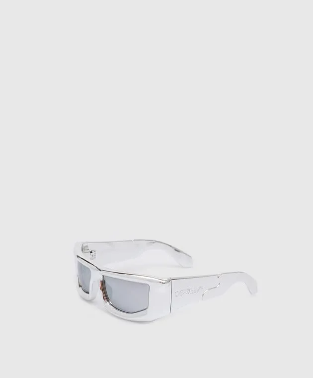 Off-White Occhiali da sole argento vulcanite dall'effetto metallico OERI074S23PLA001