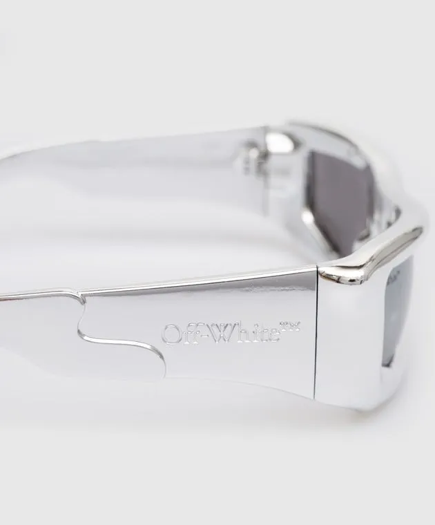 Off-White Occhiali da sole argento vulcanite dall'effetto metallico OERI074S23PLA001