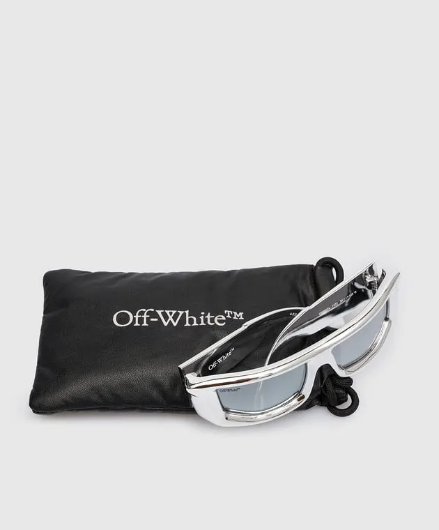 Off-White Occhiali da sole argento vulcanite dall'effetto metallico OERI074S23PLA001