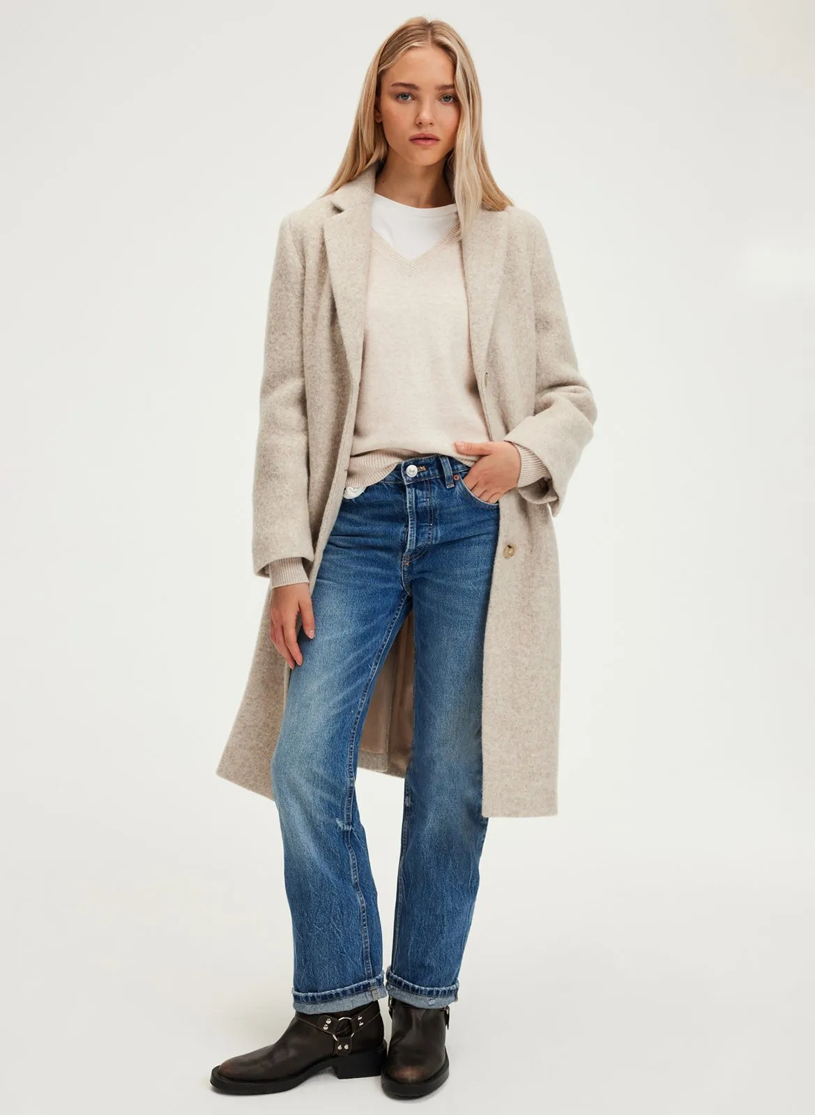  PABLO   LORELIA - Cappotto lungo in lana vergine | Beige