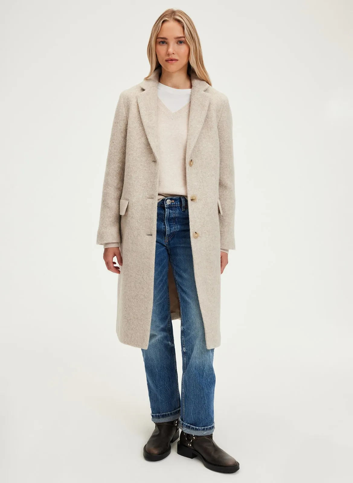  PABLO   LORELIA - Cappotto lungo in lana vergine | Beige