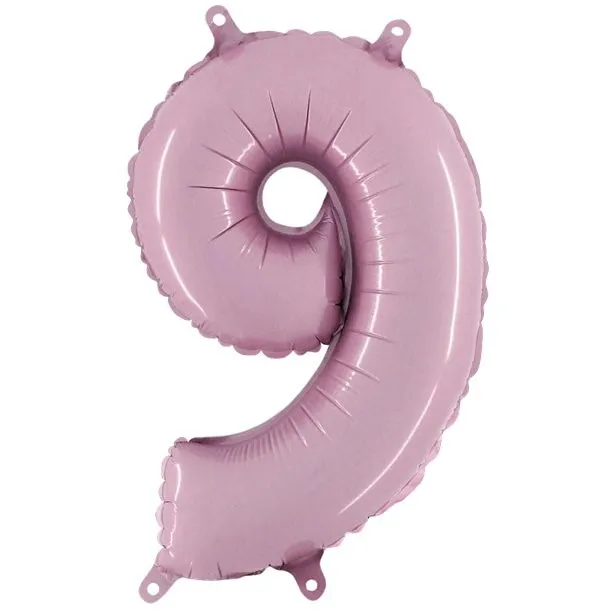 Palloncino foil numero 9 rosa pastello 102 cm