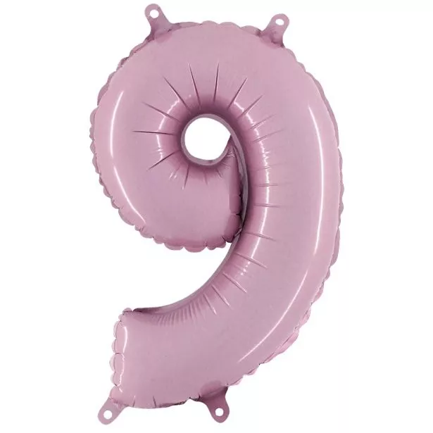 Palloncino foil numero 9 rosa pastello 102 cm