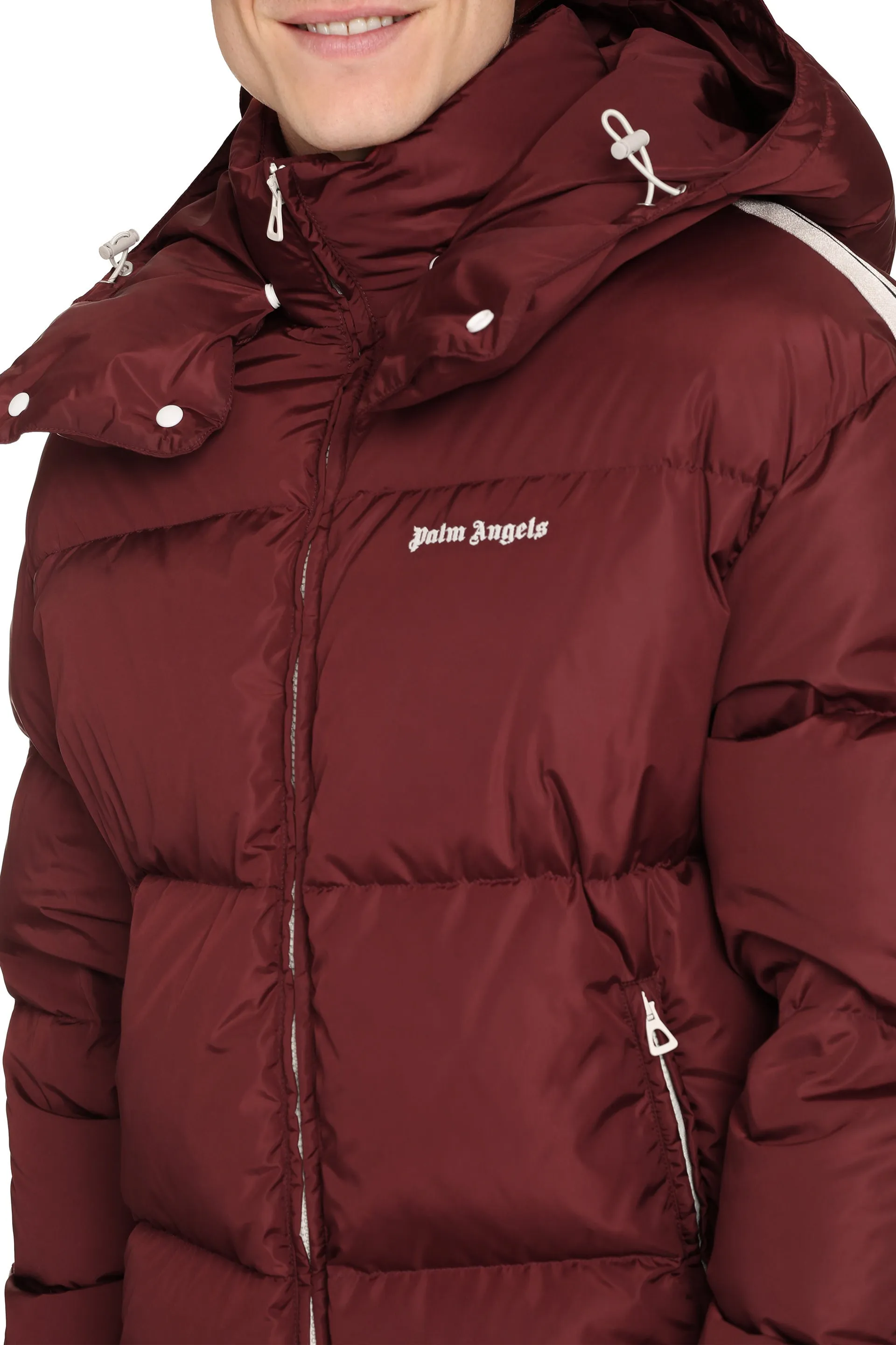 Palm Angels Piumino in nylon con cappuccio