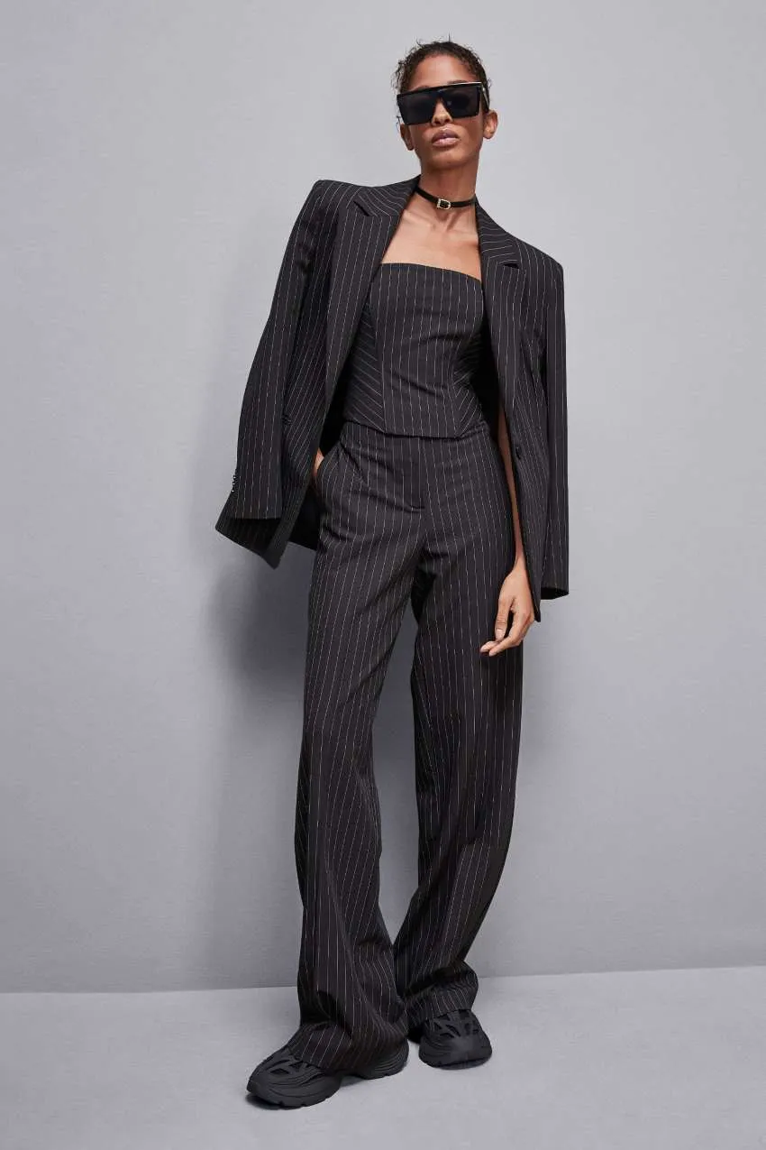 Pantalon en flanelle à fines rayures