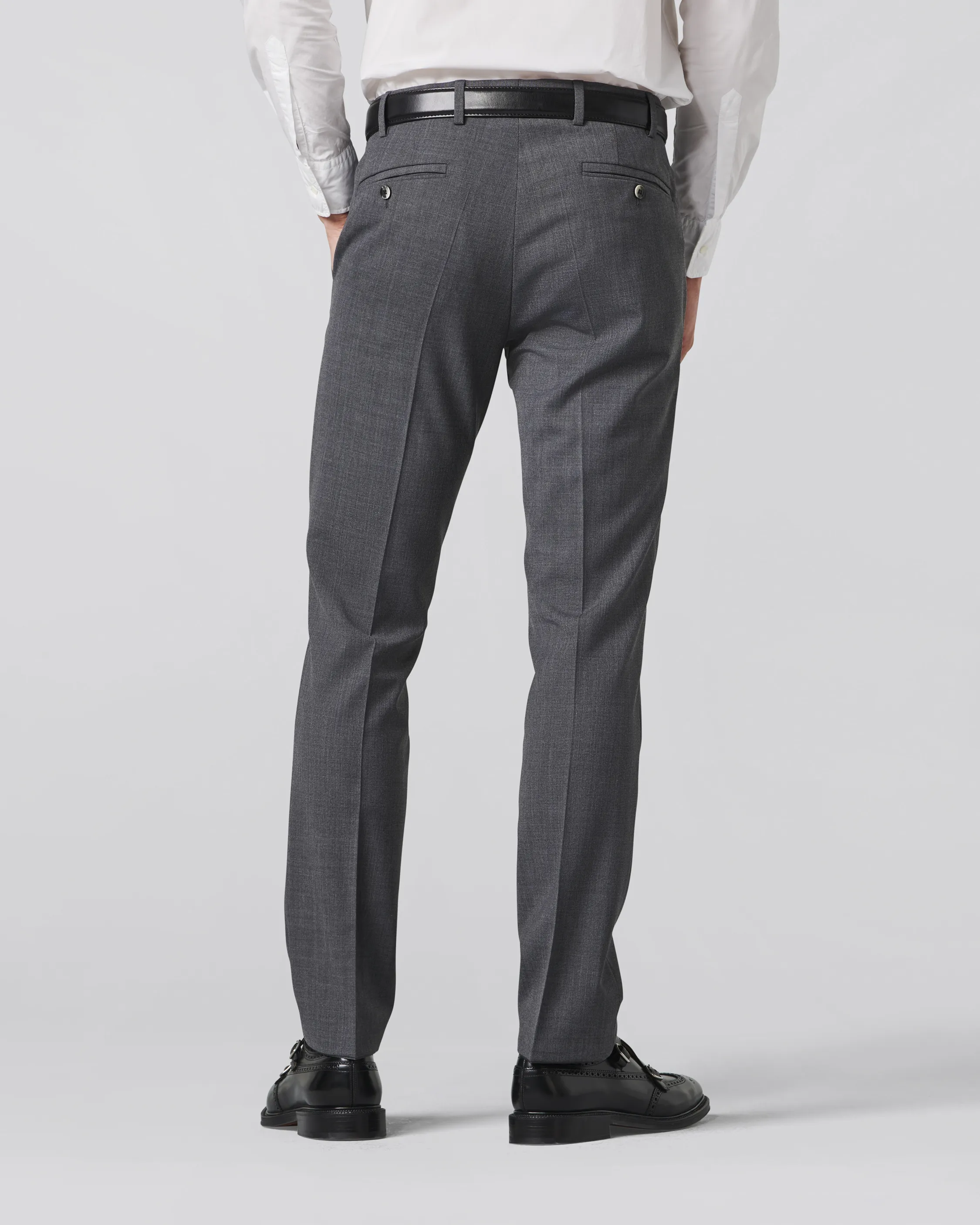 Pantalone chino Oslo grigio in tela di misto lana stretch drop 4