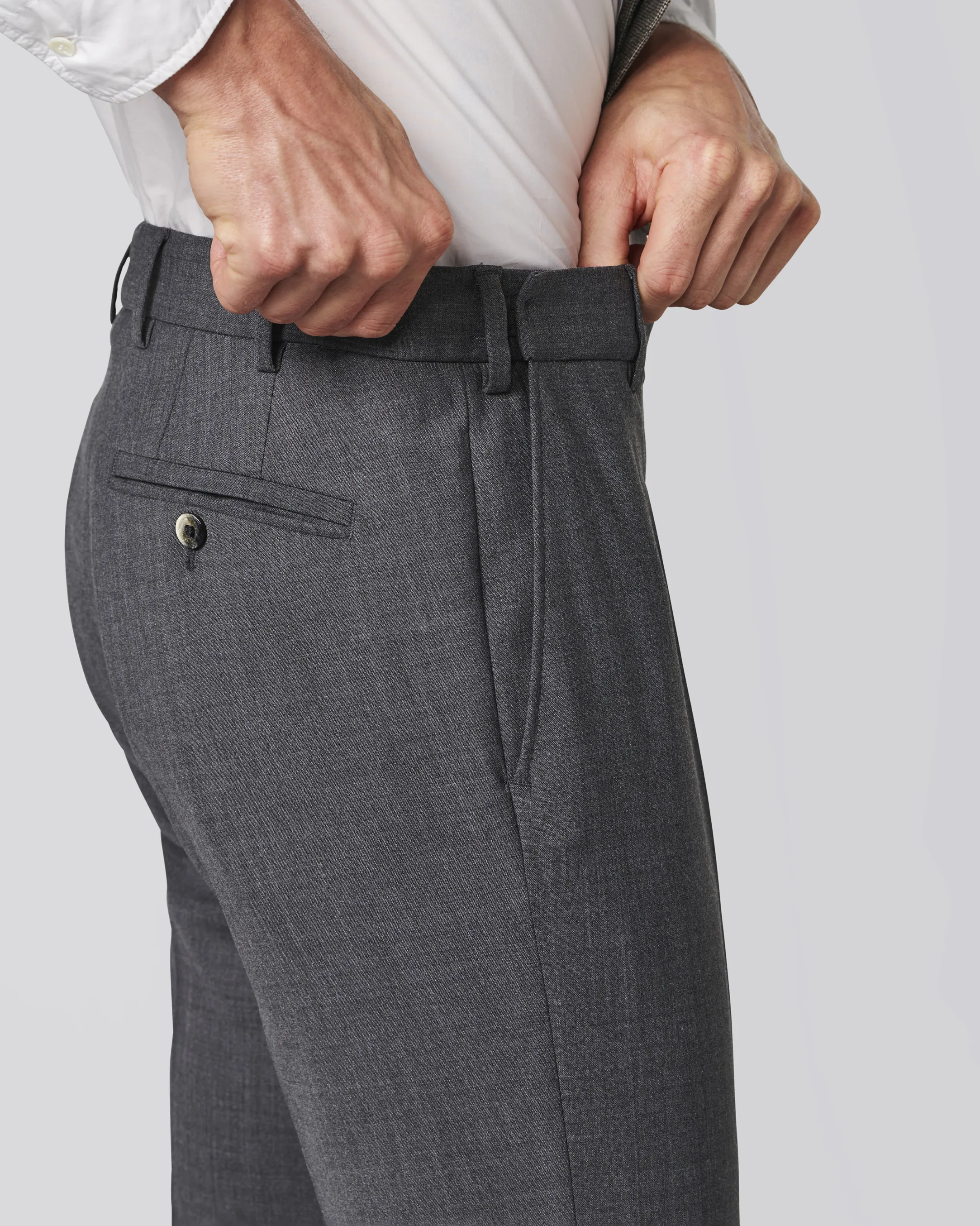 Pantalone chino Oslo grigio in tela di misto lana stretch drop 4