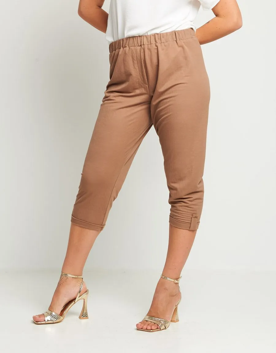 Pantalone in maglia con elastico e risvoltino