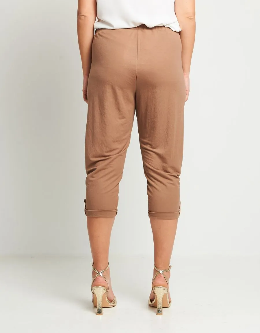 Pantalone in maglia con elastico e risvoltino