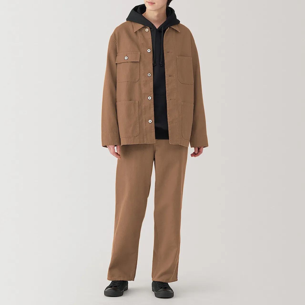 Pantaloni a Gamba Larga in Tela Mista a Kapok da Uomo