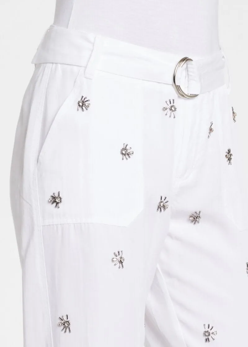 Pantaloni con applicazioni gioiello
