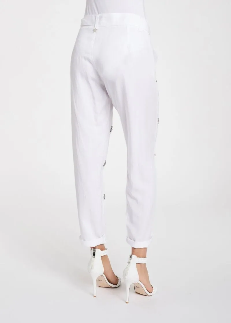Pantaloni con applicazioni gioiello