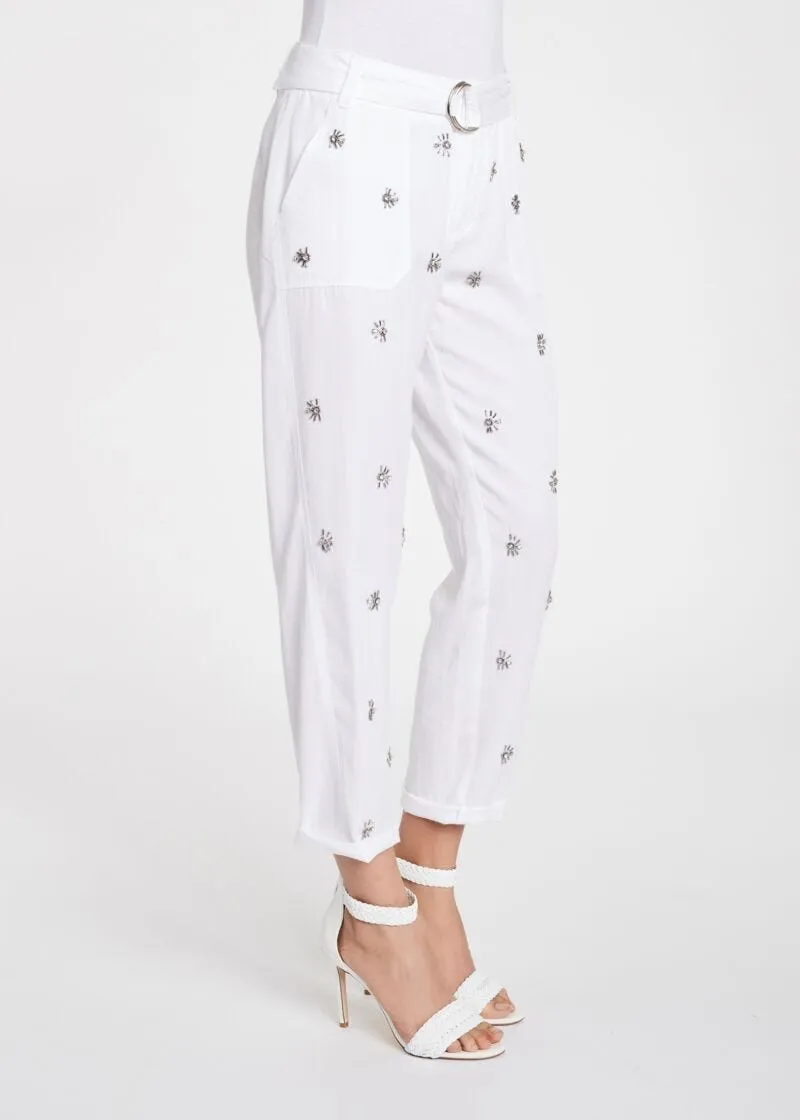 Pantaloni con applicazioni gioiello