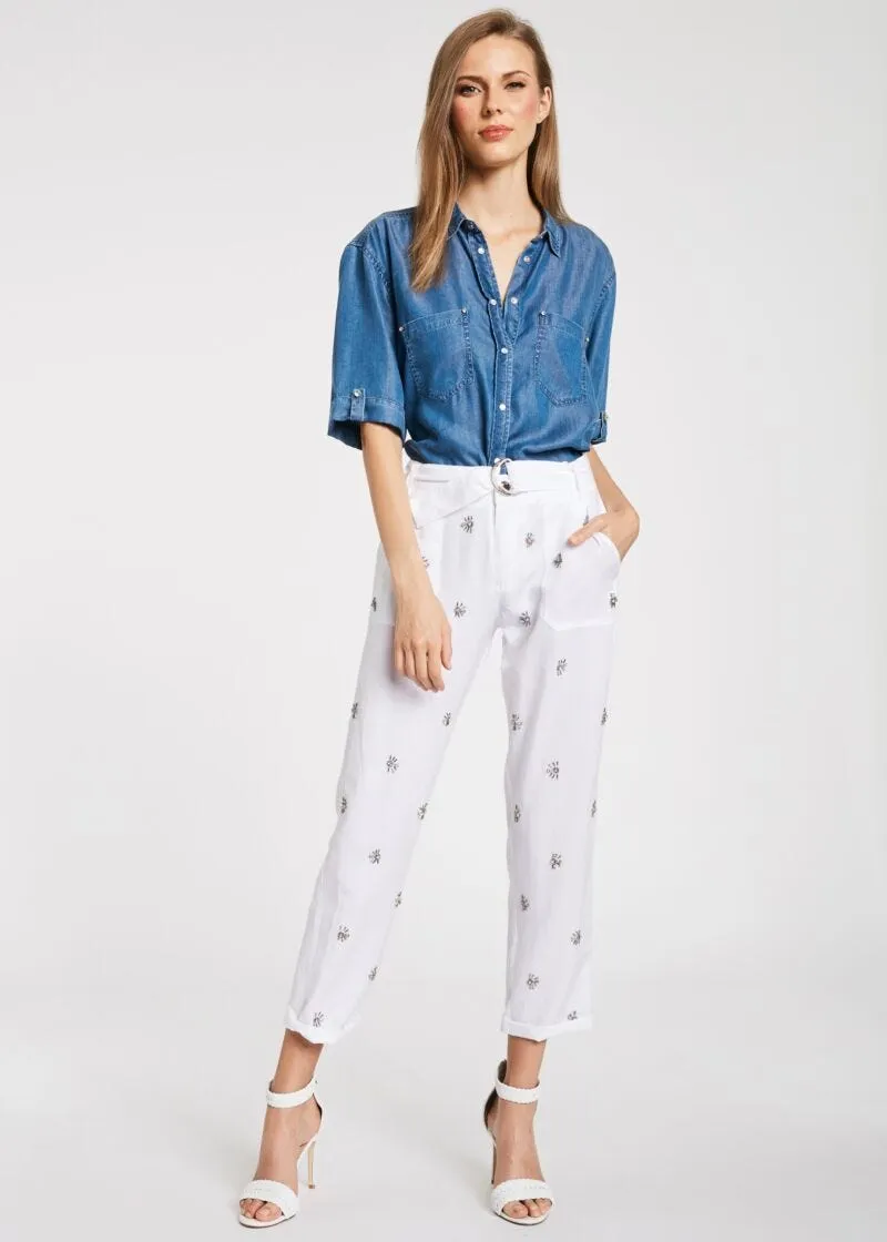Pantaloni con applicazioni gioiello