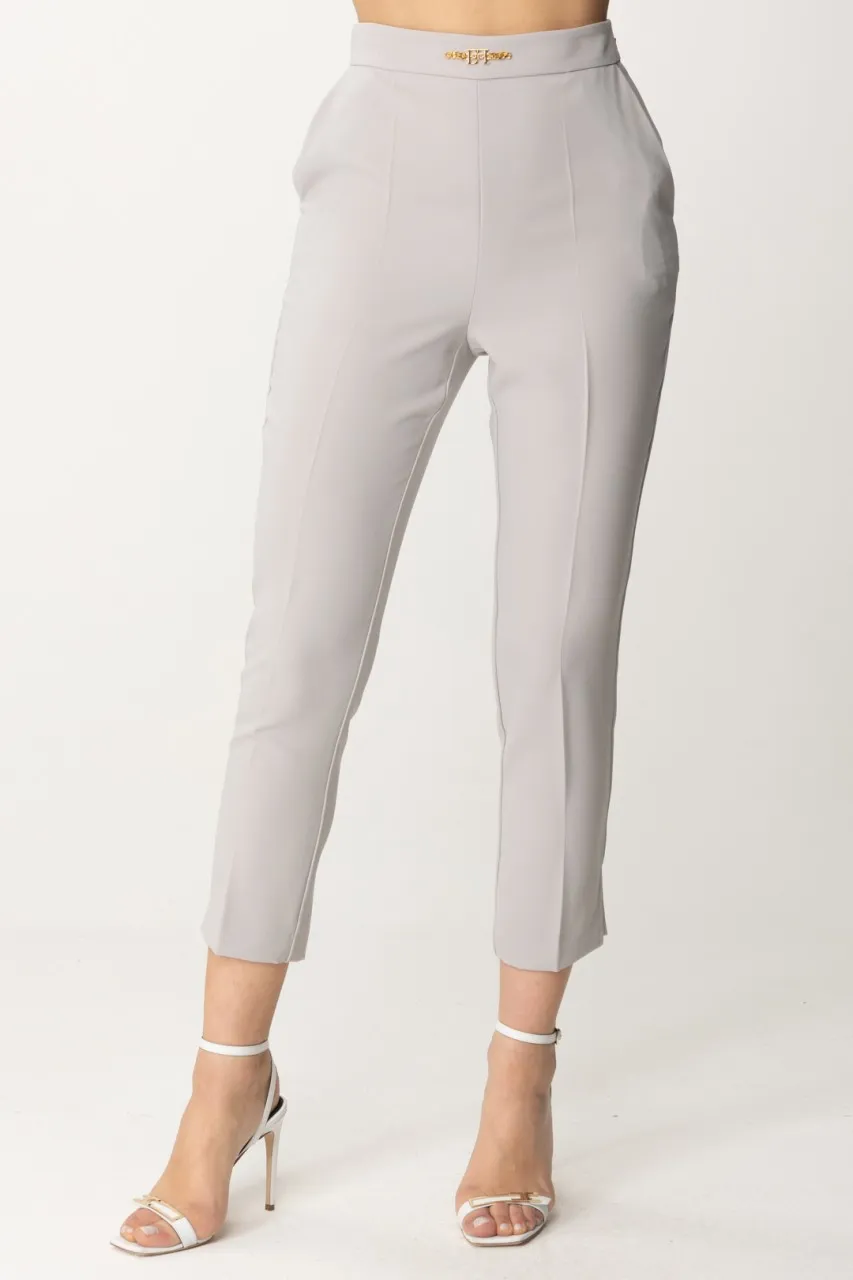 Pantaloni con logo in vita e spacchetti Perla