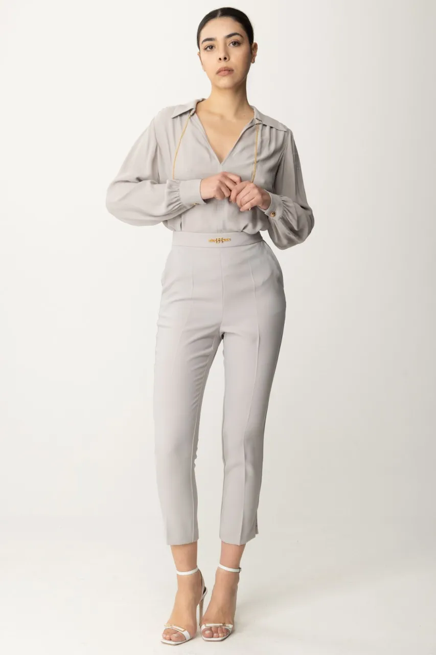Pantaloni con logo in vita e spacchetti Perla