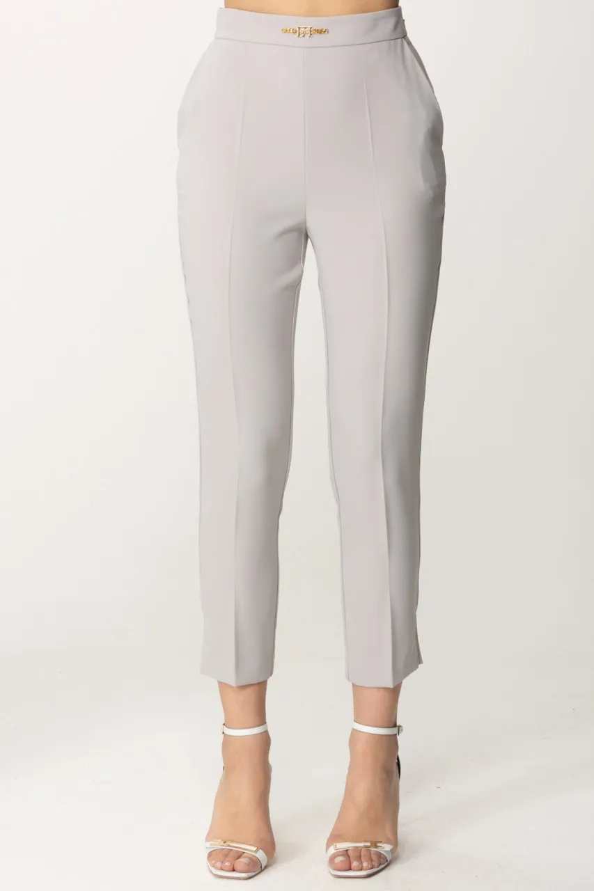 Pantaloni con logo in vita e spacchetti Perla