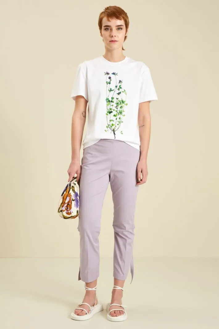 Pantaloni cropped in gabardina