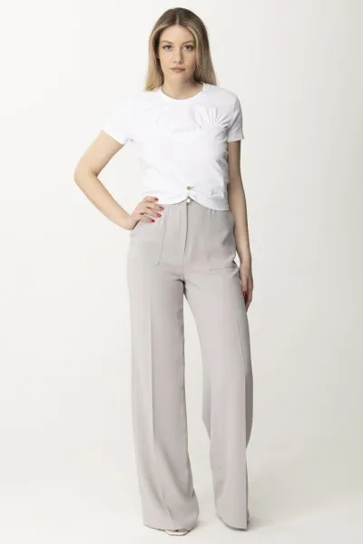 Pantaloni gamba dritta con piega Perla