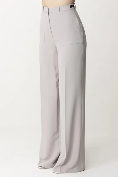 Pantaloni gamba dritta con piega Perla