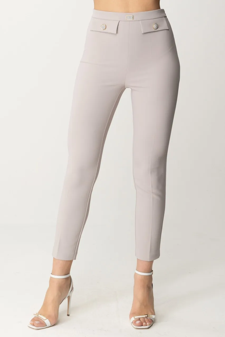 Pantaloni in crepe stretch con patte Perla