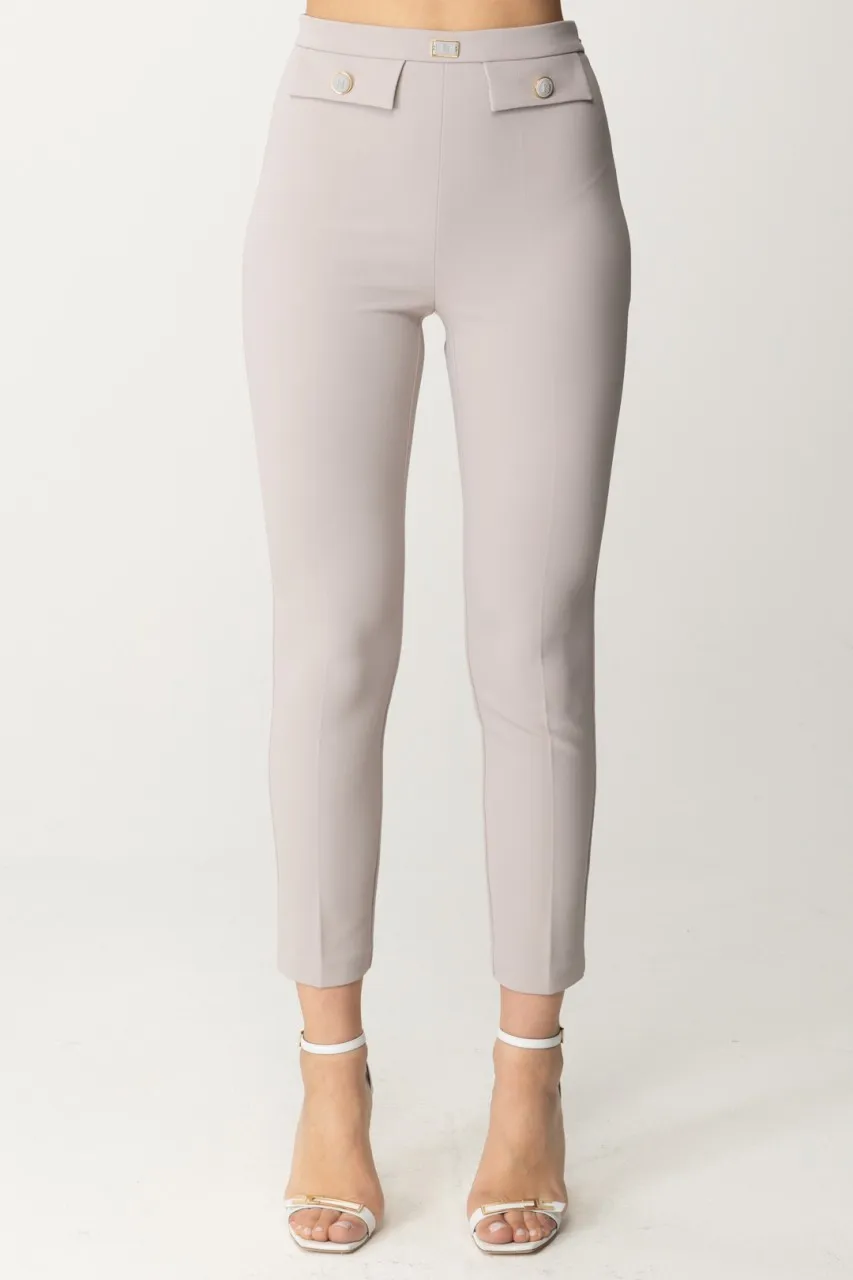 Pantaloni in crepe stretch con patte Perla