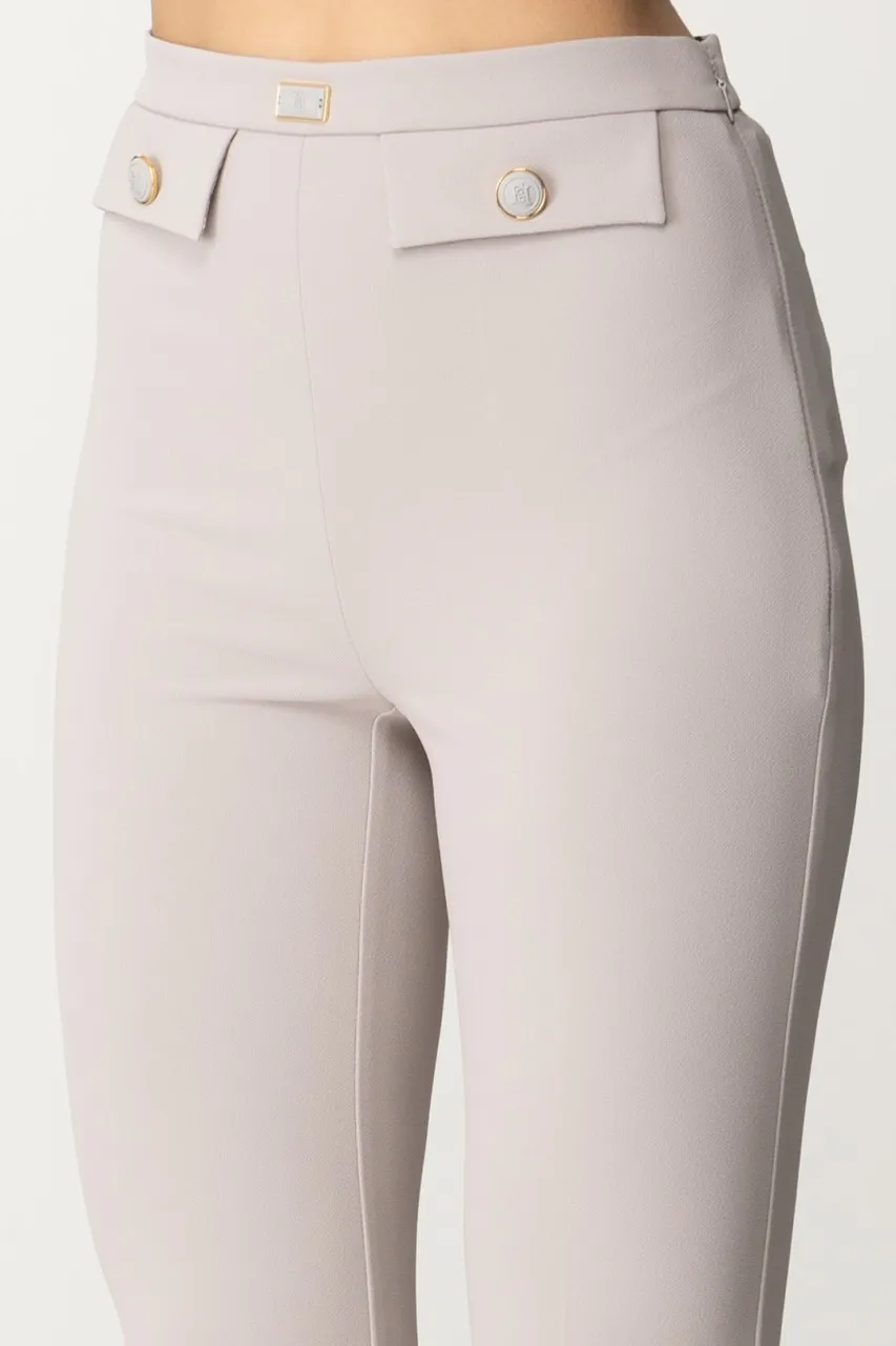 Pantaloni in crepe stretch con patte Perla