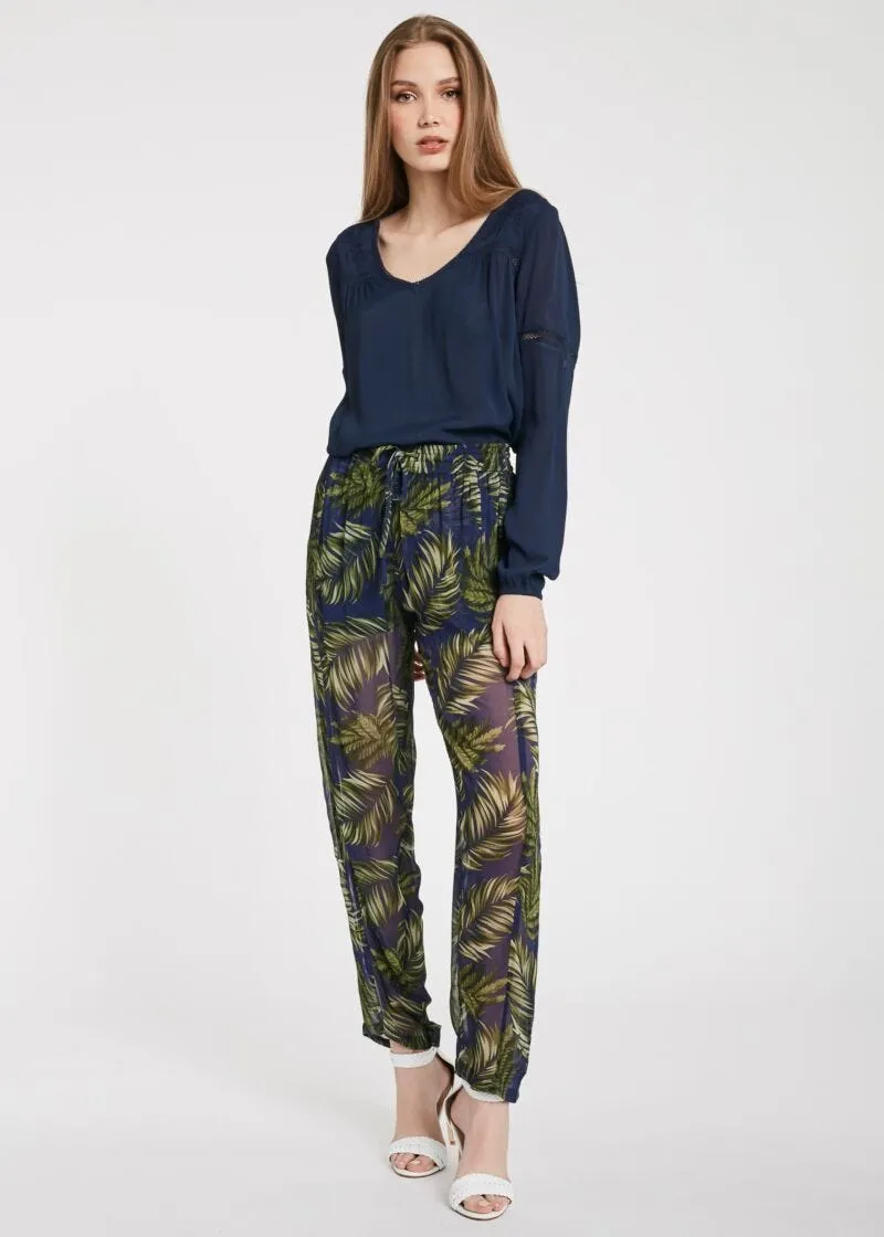 Pantaloni in georgette stampata