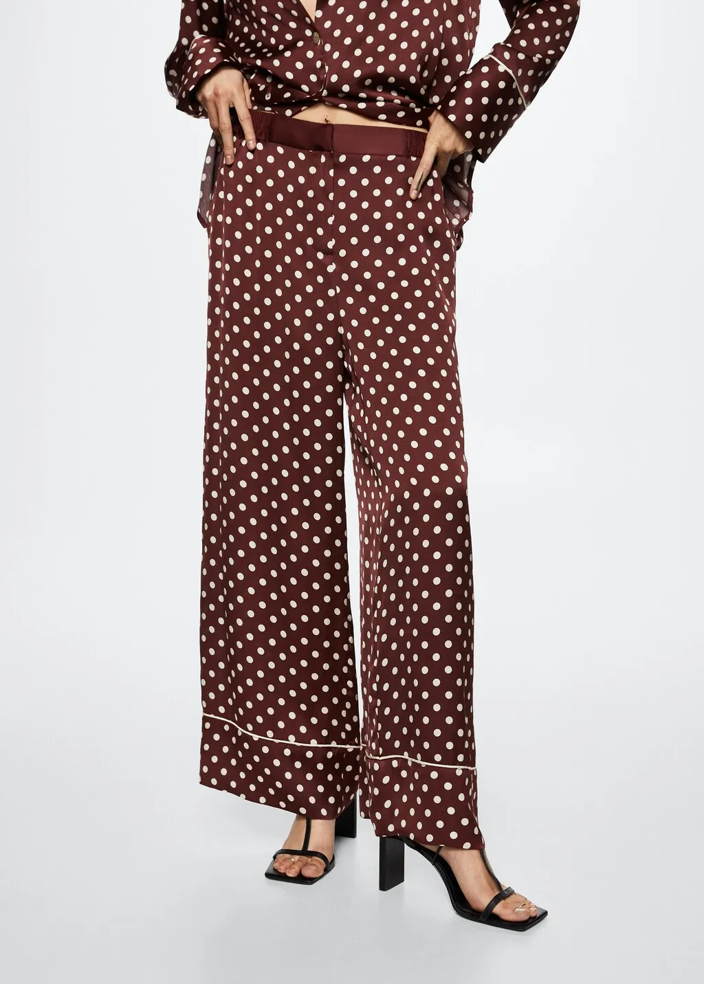 Pantaloni satinati pois