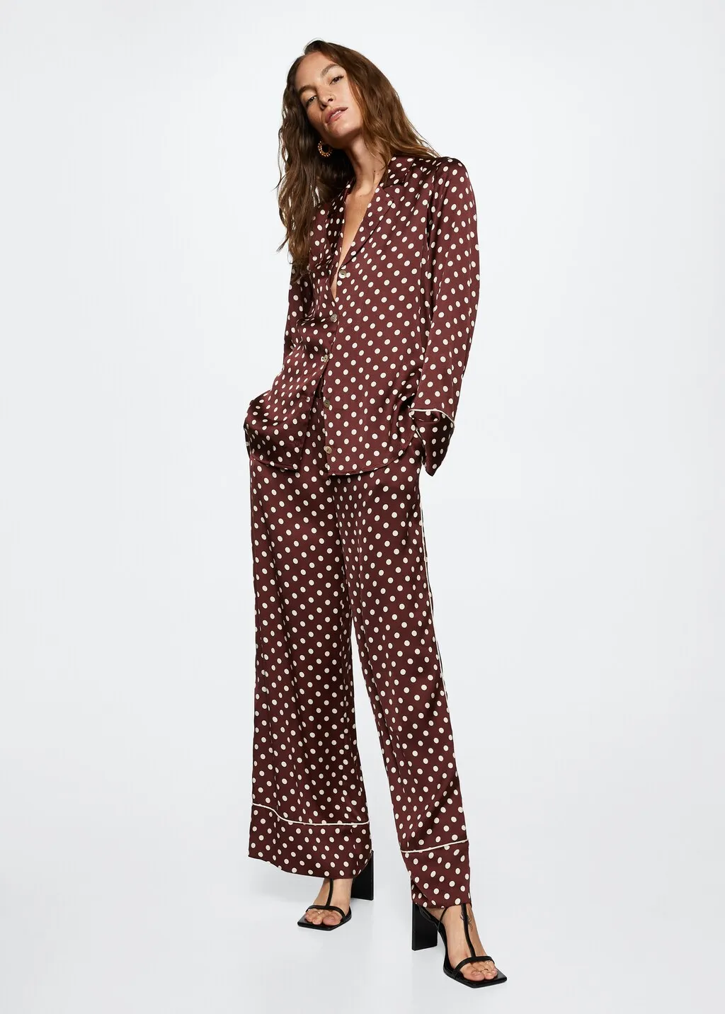 Pantaloni satinati pois