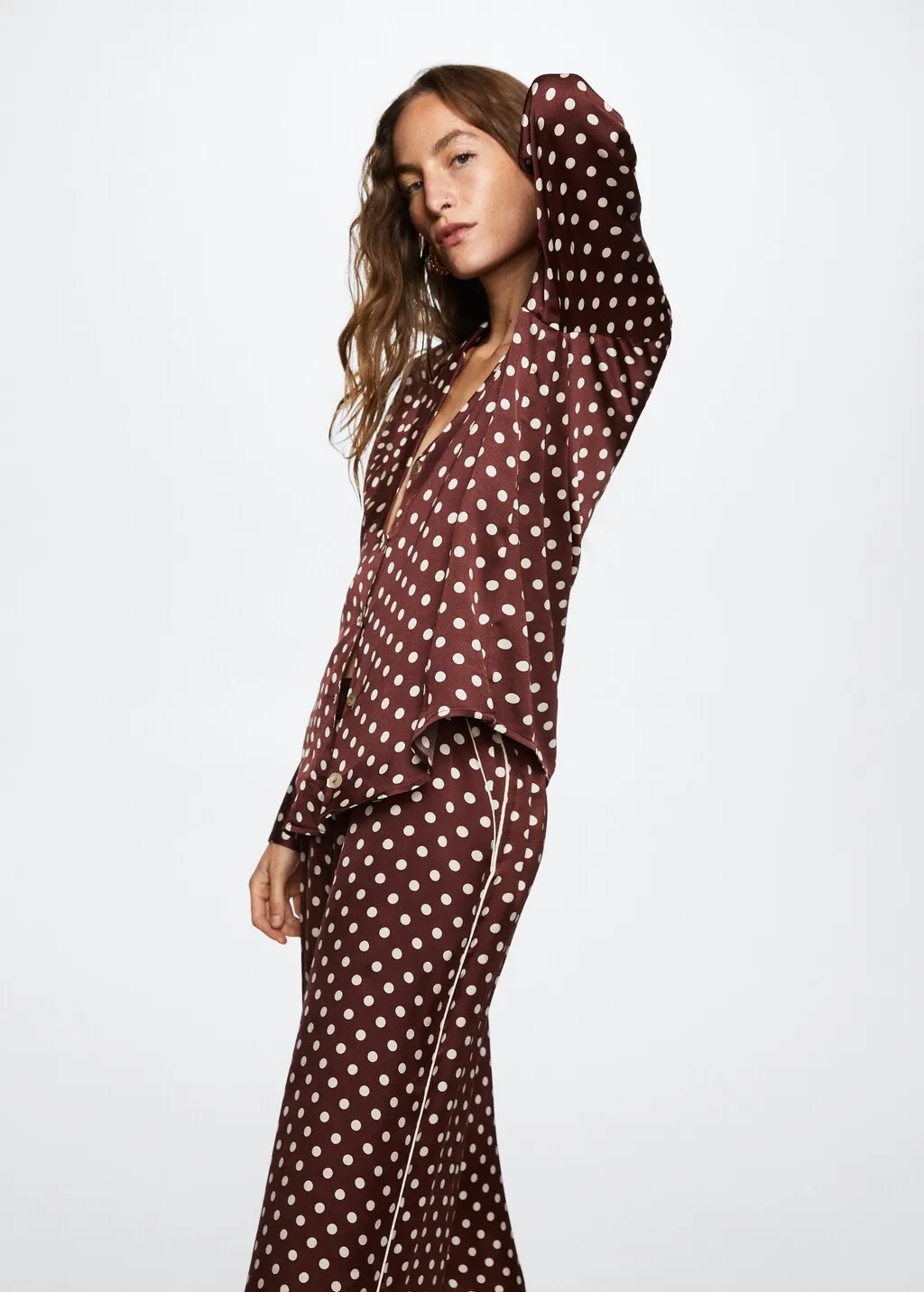 Pantaloni satinati pois