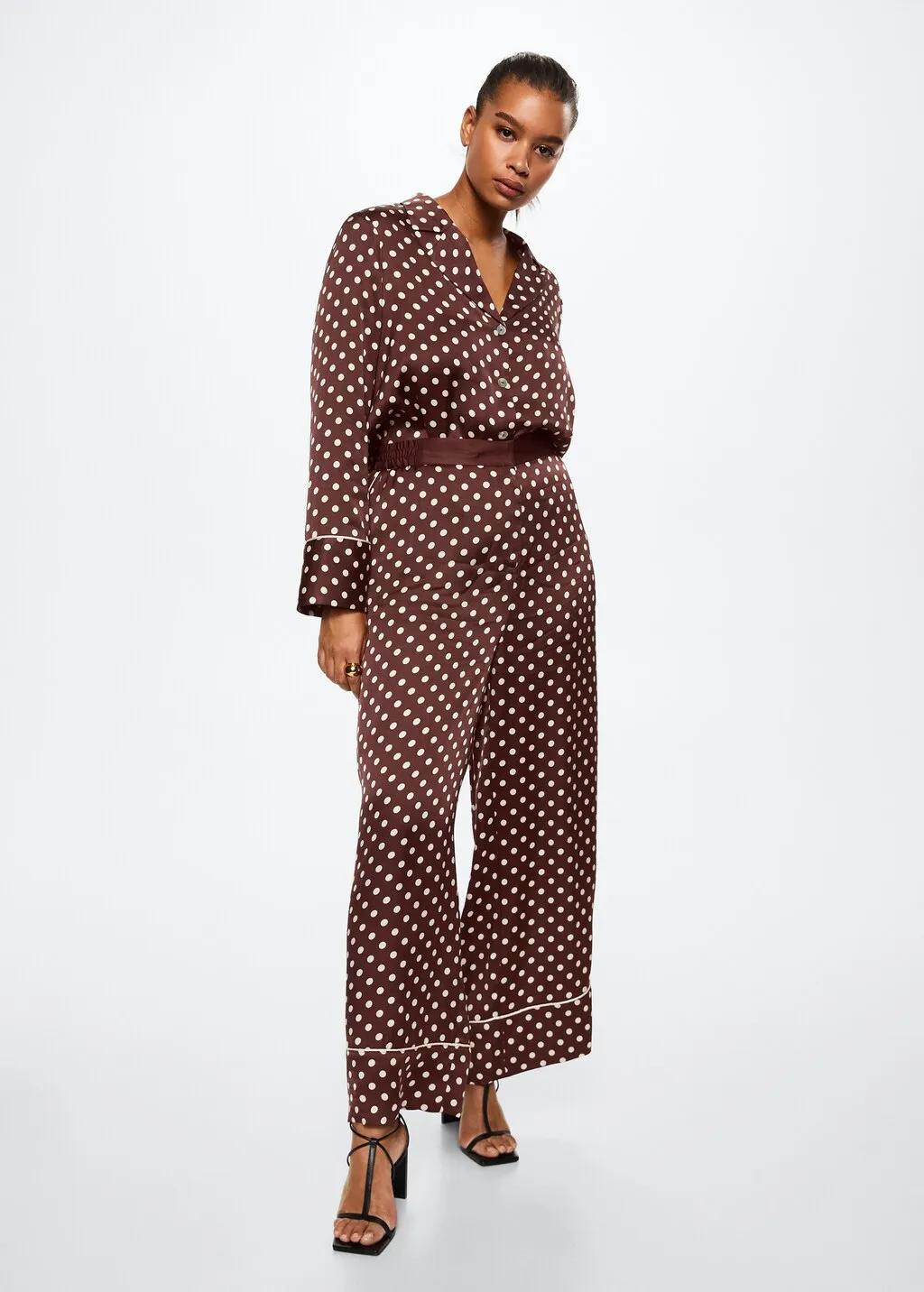 Pantaloni satinati pois