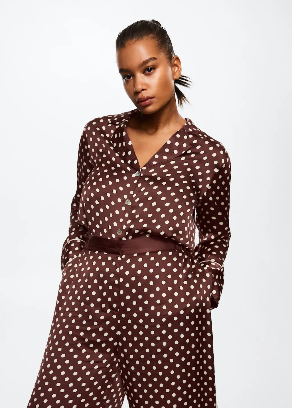 Pantaloni satinati pois