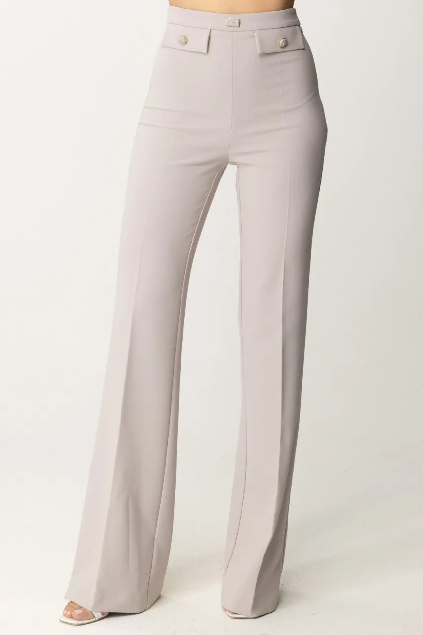 Pantaloni svasati con patte logate in vita Perla
