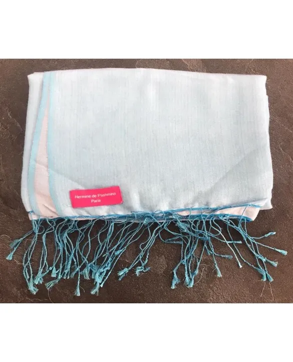 Pashmina in seta Glicine e notte Blu ghiaccio 70 x 180cm