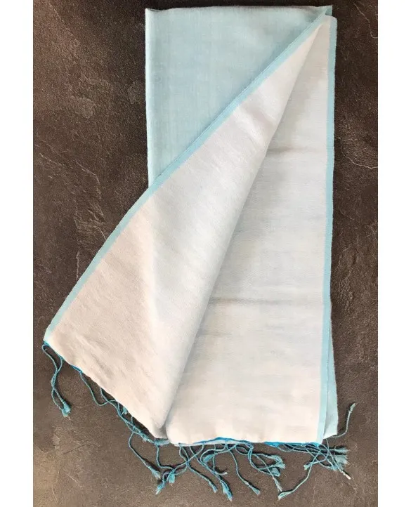 Pashmina in seta Glicine e notte Blu ghiaccio 70 x 180cm
