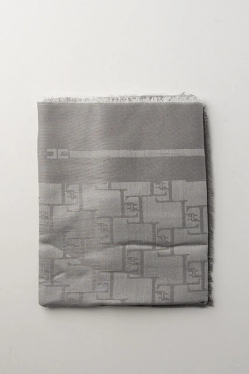 Pashmina in viscosa lurex con logo pattern Perla